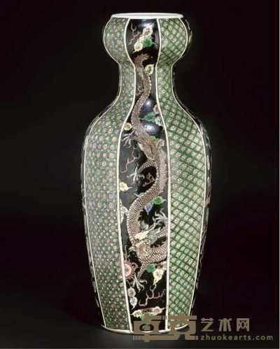 19th century A famille verte moulded baluster vase 